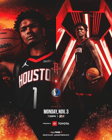 期待四连胜！火箭官方晒阿门-汤普森海报预热与独行侠的比赛-NBA新闻